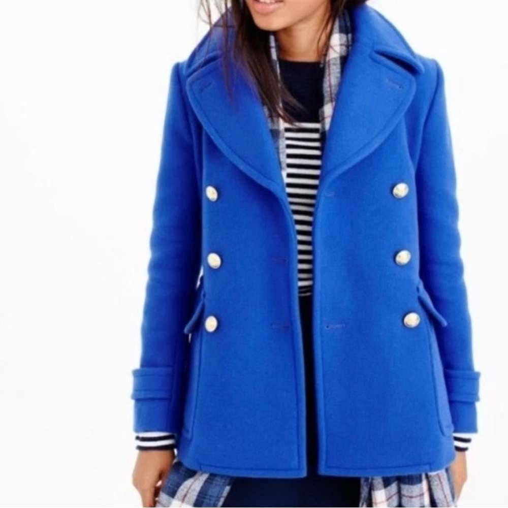 J Crew Stadium Cloth Nello Gori Pea Coat
Cobalt Blue Lined Wool Blend - Picture 4 of 10